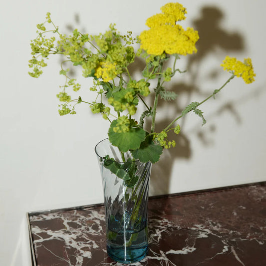 small concave vase in atlantic blue