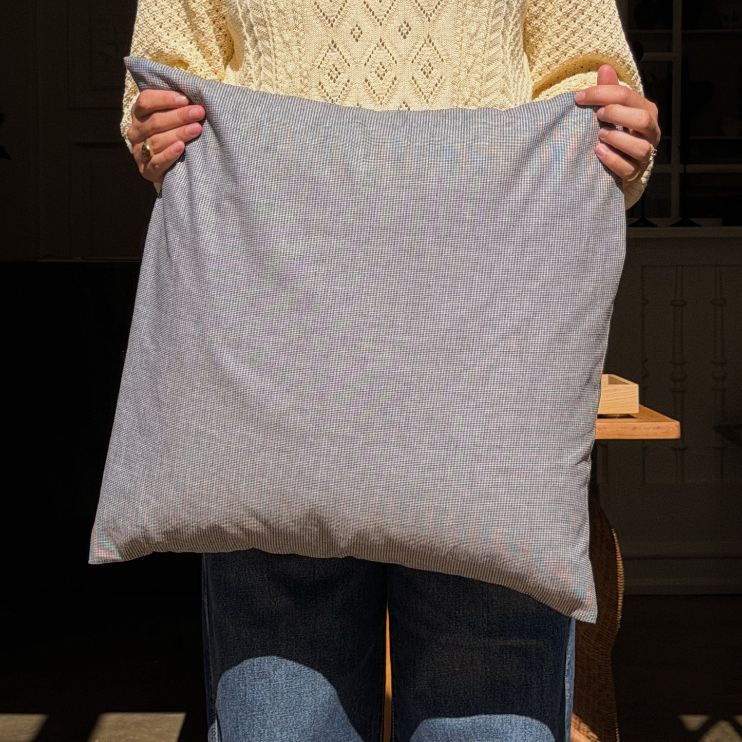 cushion cover in deadstock textile