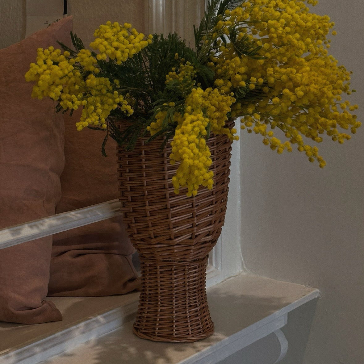 vintage vase in rattan