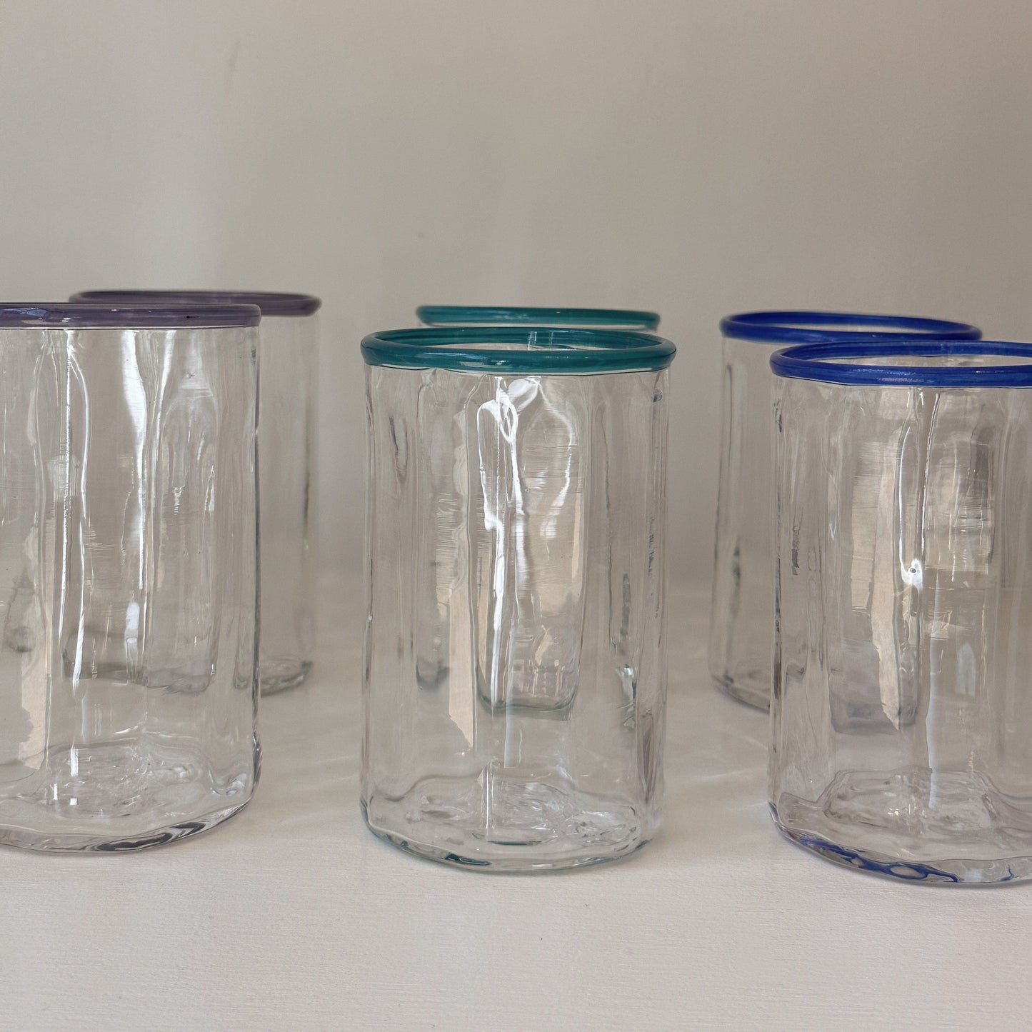 mouth blown glass • teal