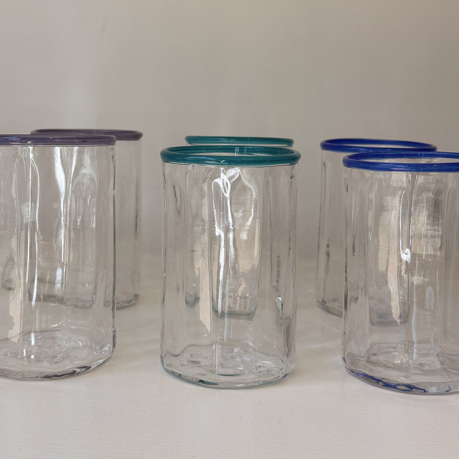 mouth blown glass • teal