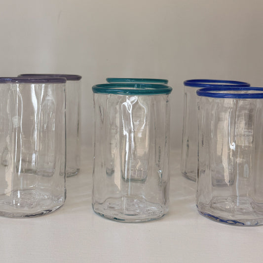 mouth blown glass • teal