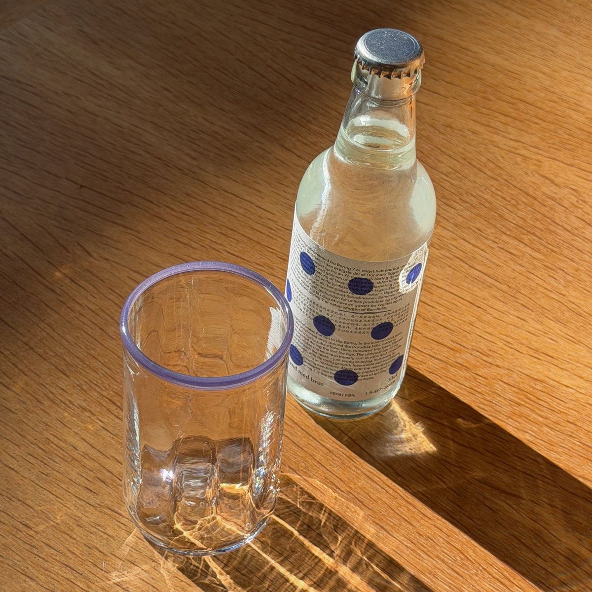 mouth blown glass in lavender