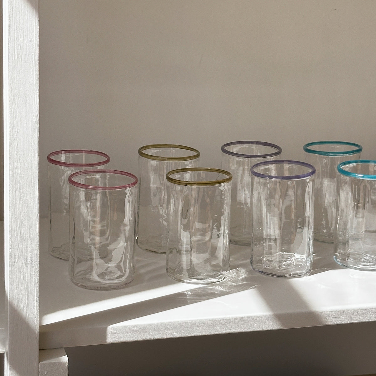 mouth blown glass in blush