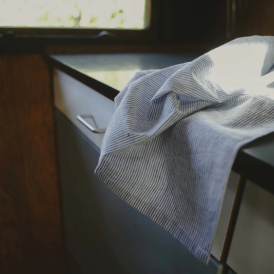 tea towels, blue striped