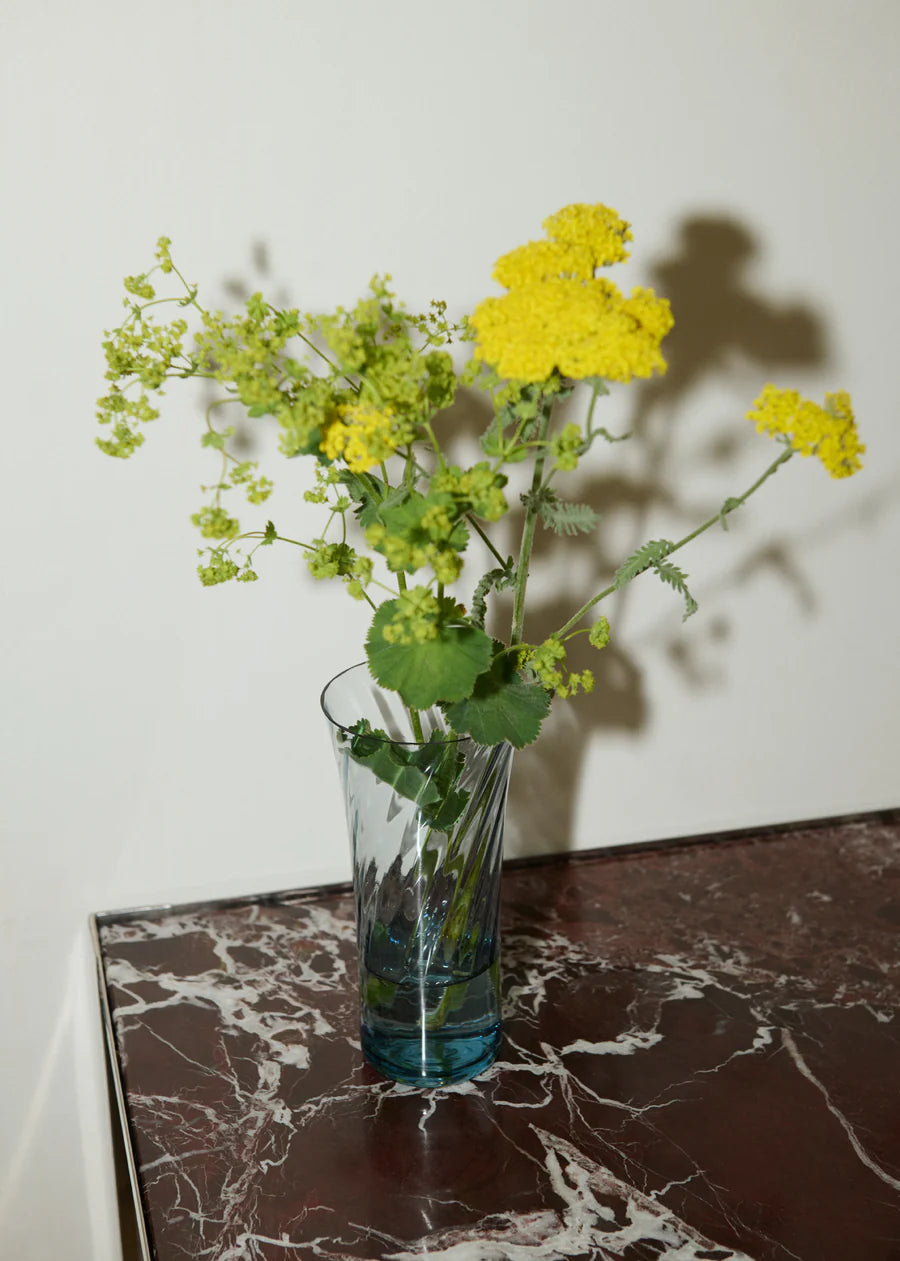 small concave vase in atlantic blue