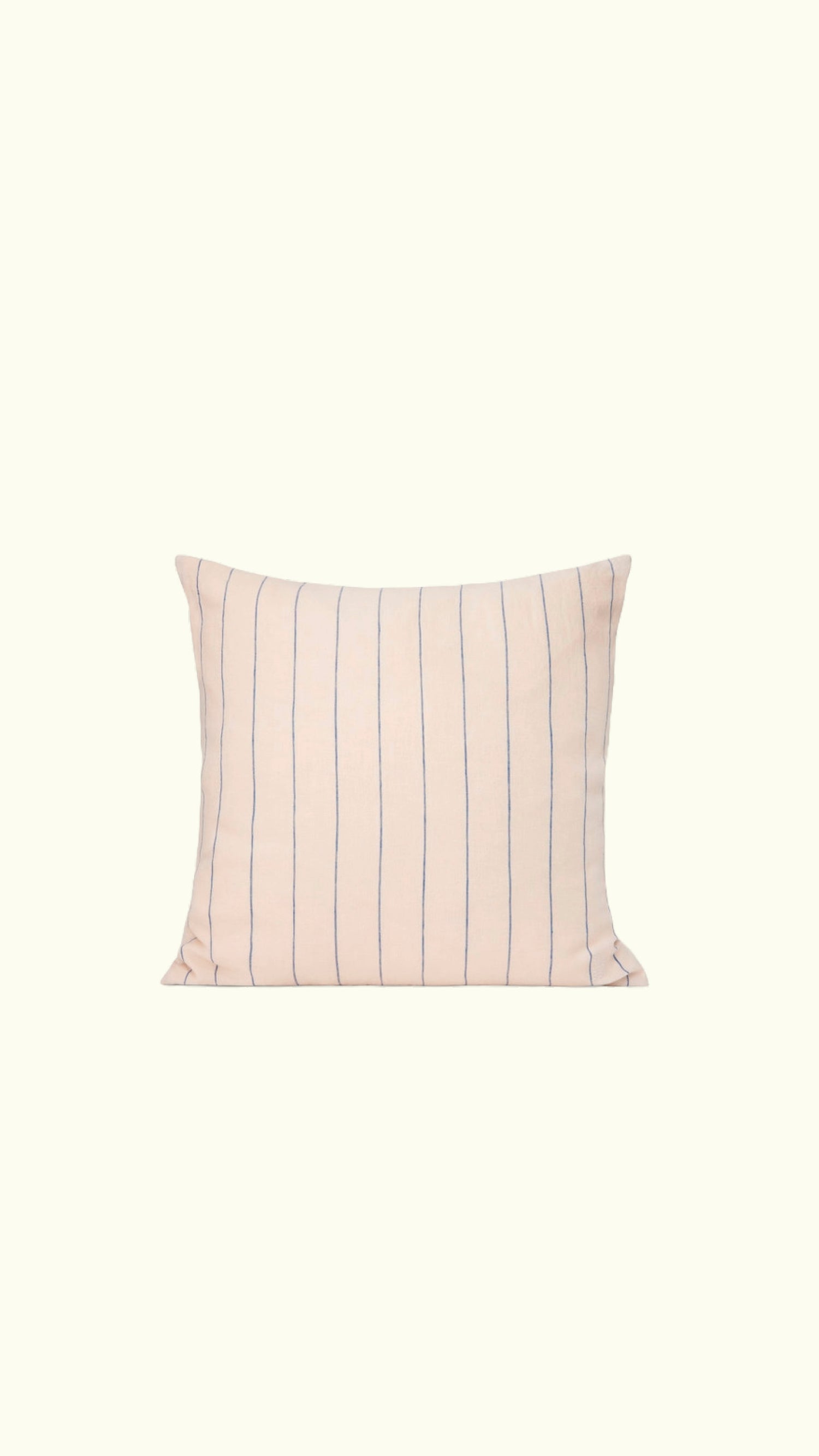 cushion cover in beige w. blue stripes